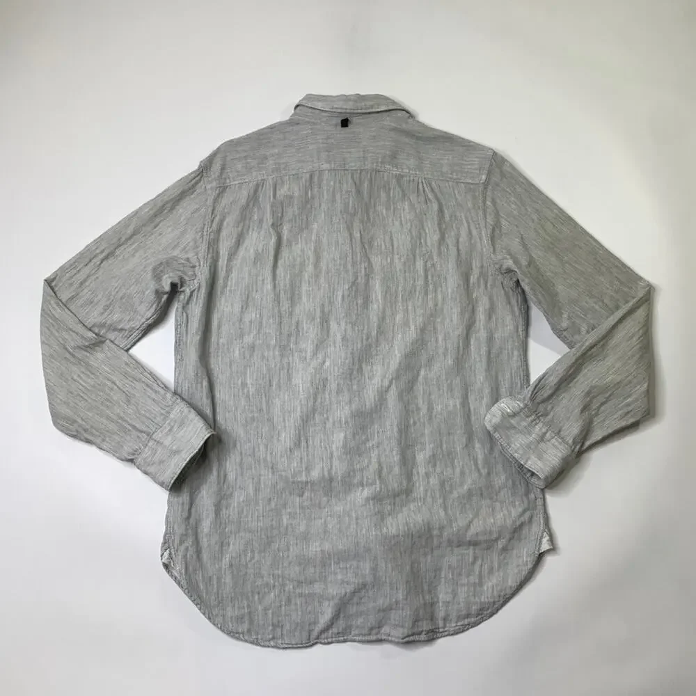 Rag & Bone Shirt Mens Medium Light Grey Cotton Classic Fit Button Up Long Sleeve